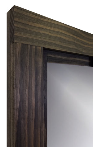 Farmhouse Wood Framed Wall Mirror - 20 Stain Colors, Shown in Ebony
