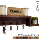 Allen Street Floating Shelf, Key Hooks and Wall Organizer - 20 Stain Colors, Renewed Decor