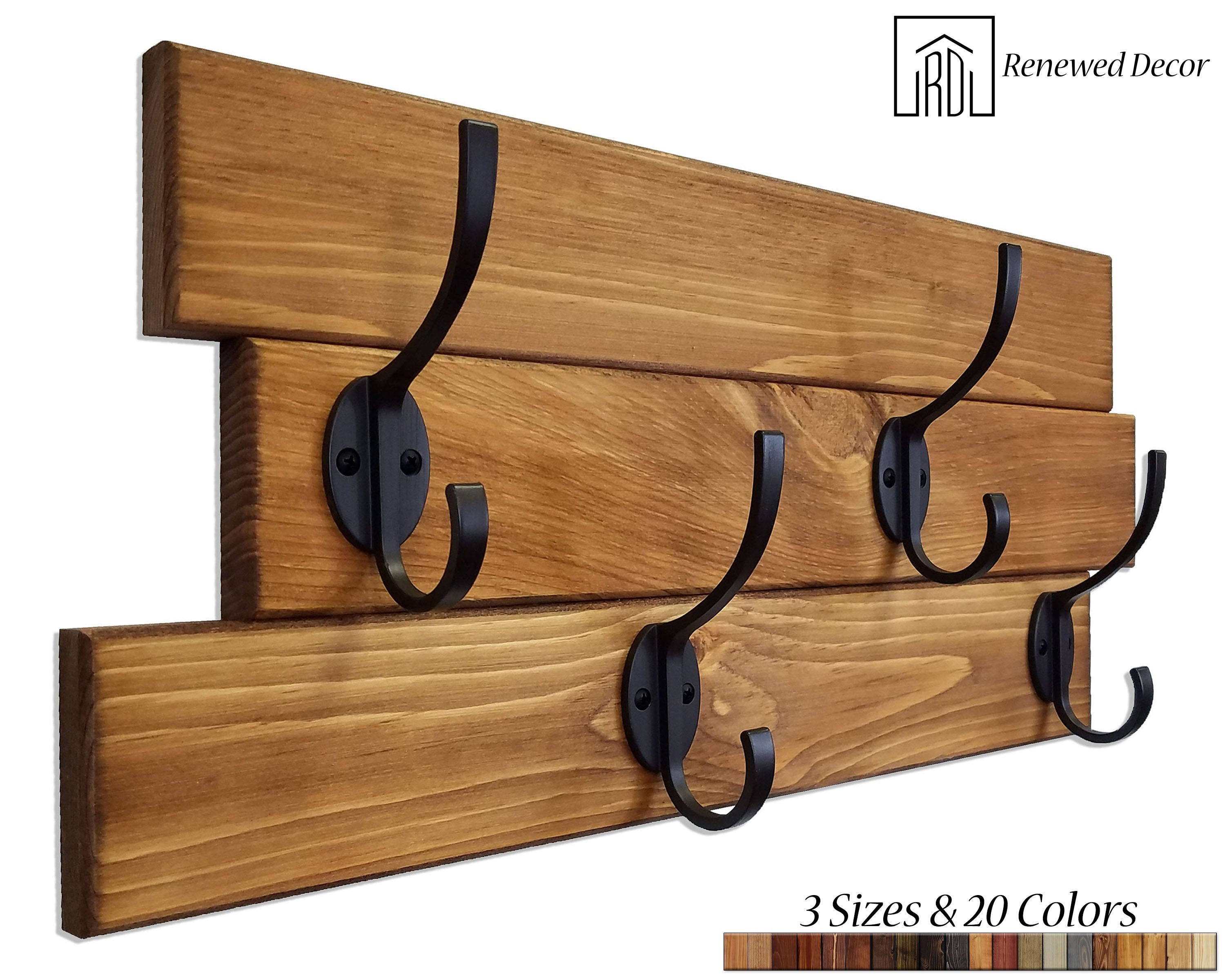 Shelf With Hooks and Ledge Shelf for Pictures Kitchen Decor Wooden