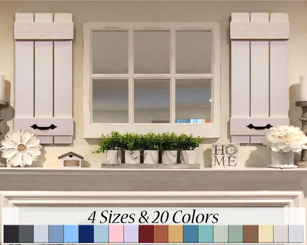 Board & Batten Shutters - 20 Paint Colors, Shown in Antique White Lane of Lenore