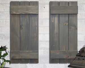 Board & Batten Shutters - 20 Stain Colors, Shown in Classic Gray, Lane of Lenore