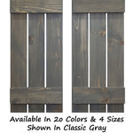 Board & Batten Shutters - 20 Stain Colors, Shown in Classic Gray