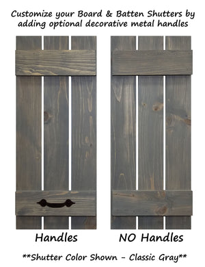 Board & Batten Shutters with Decorative Handles