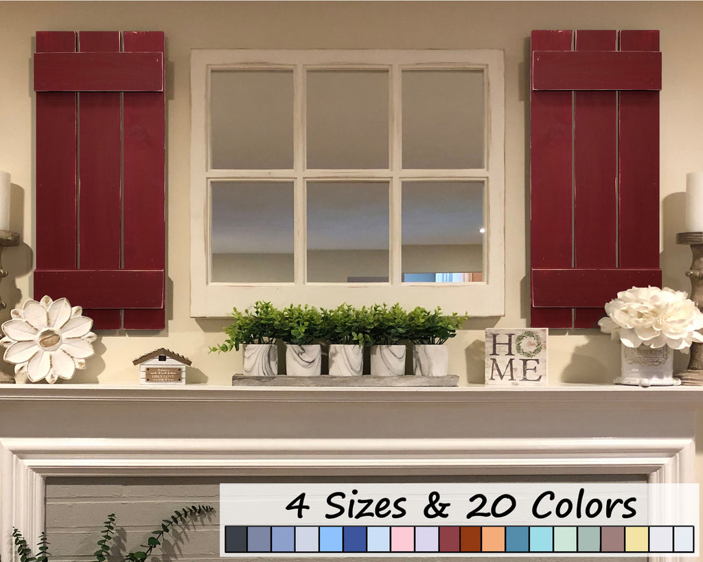 Board & Batten Shutters - 20 Paint Colors, Shown in Sundried Tomato Red Lane of Lenore