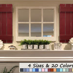 Board & Batten Shutters - 20 Paint Colors, Shown in Sundried Tomato Red Lane of Lenore
