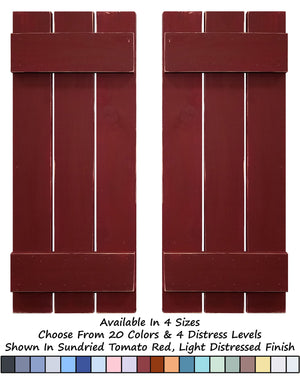 Board & Batten Shutters - 20 Paint Colors, Shown in Sundried Tomato Red