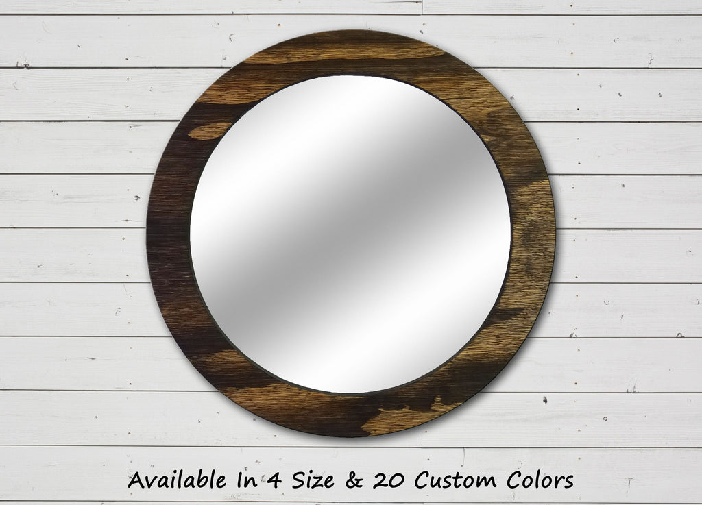 Wood Basics Round Decorative Wall Mirror - Renewed Decor & Storage