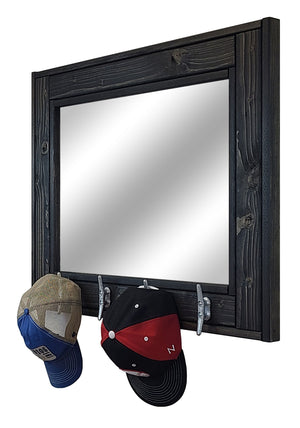 Boat House Row Mirror with Boat Cleats, 20 Stain Colors - Shown in Ebony