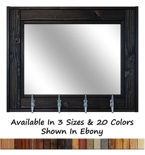 Boat House Row Mirror with Boat Cleats, 20 Stain Colors - Shown in Ebony