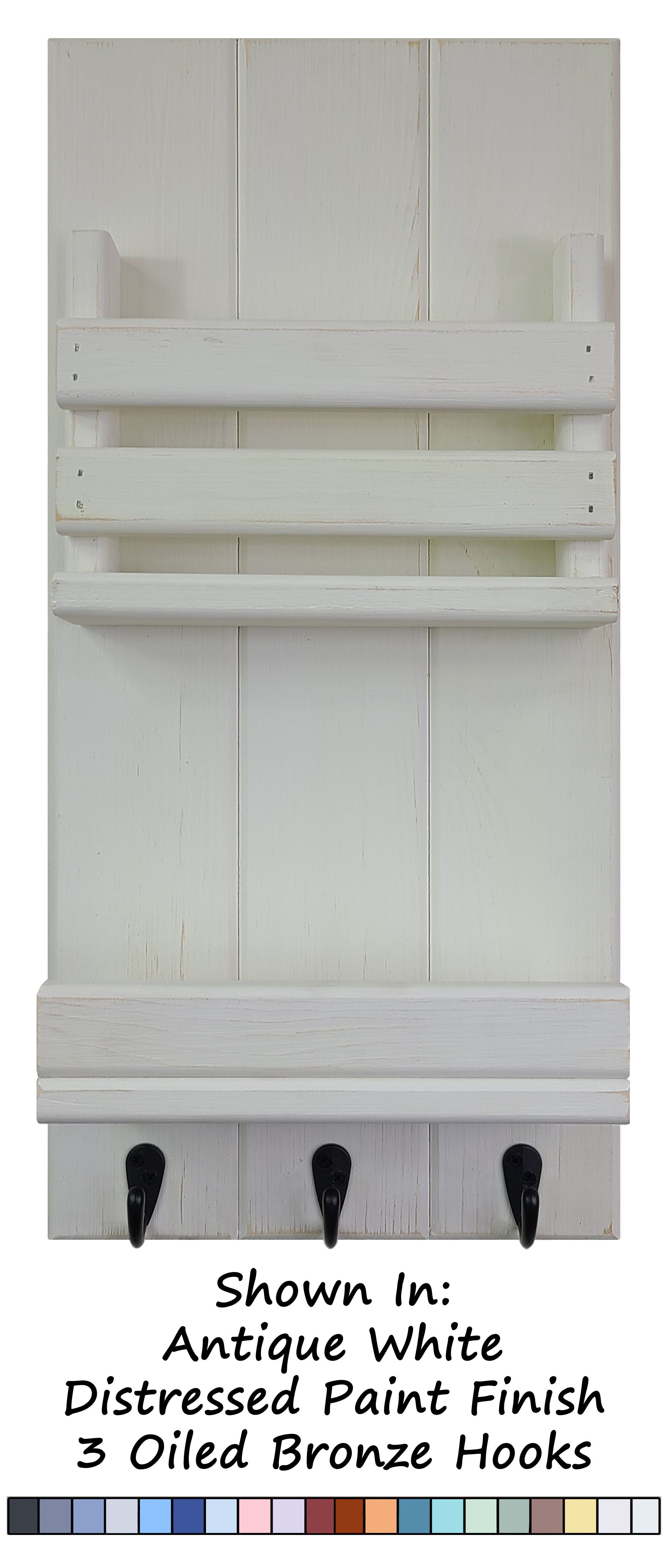 Bradford Vertical Wall Organizer with Hooks Handmade in the USA
