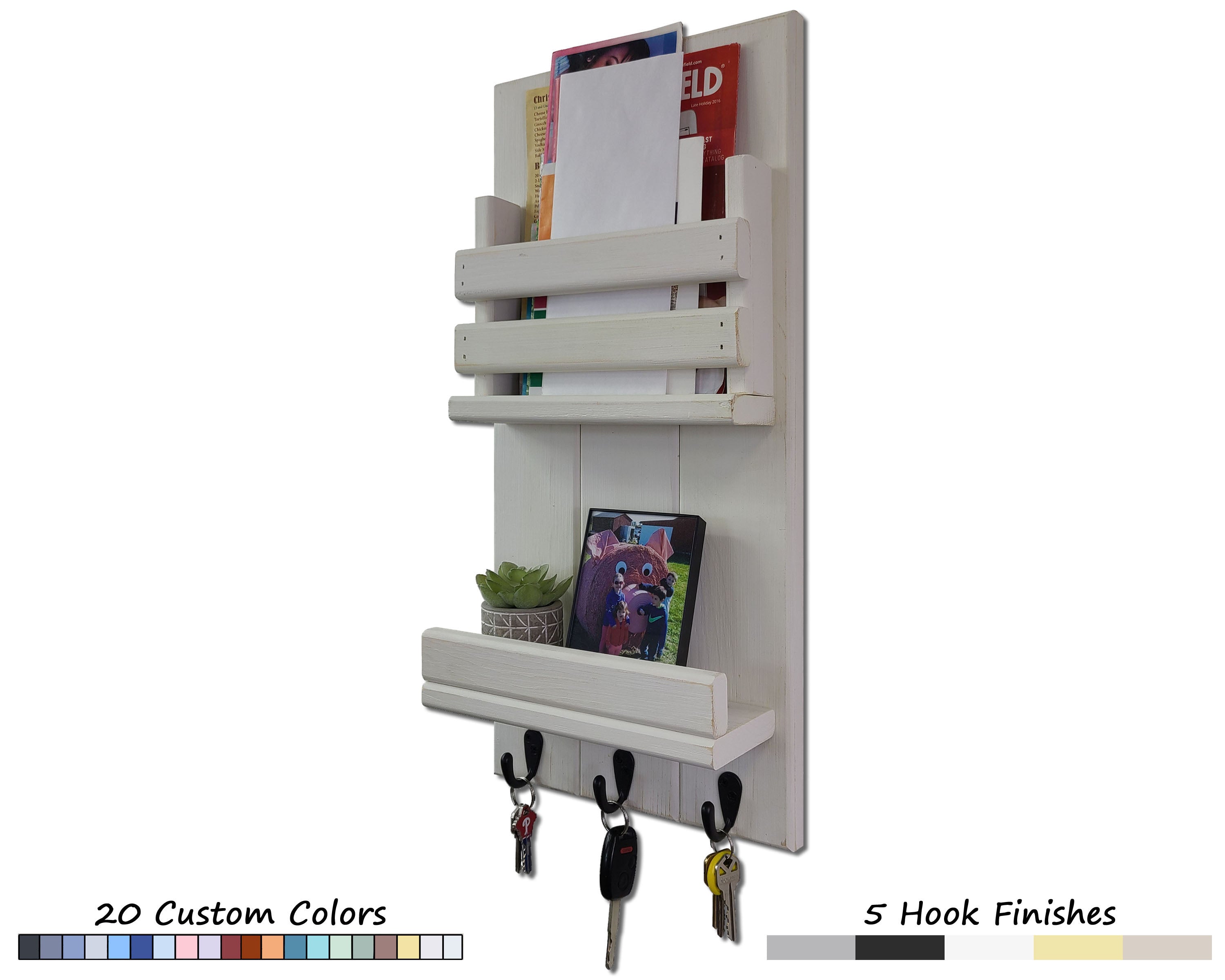 Bradford Vertical Wall Organizer, 20 Paint Colors, Shown in Antique White