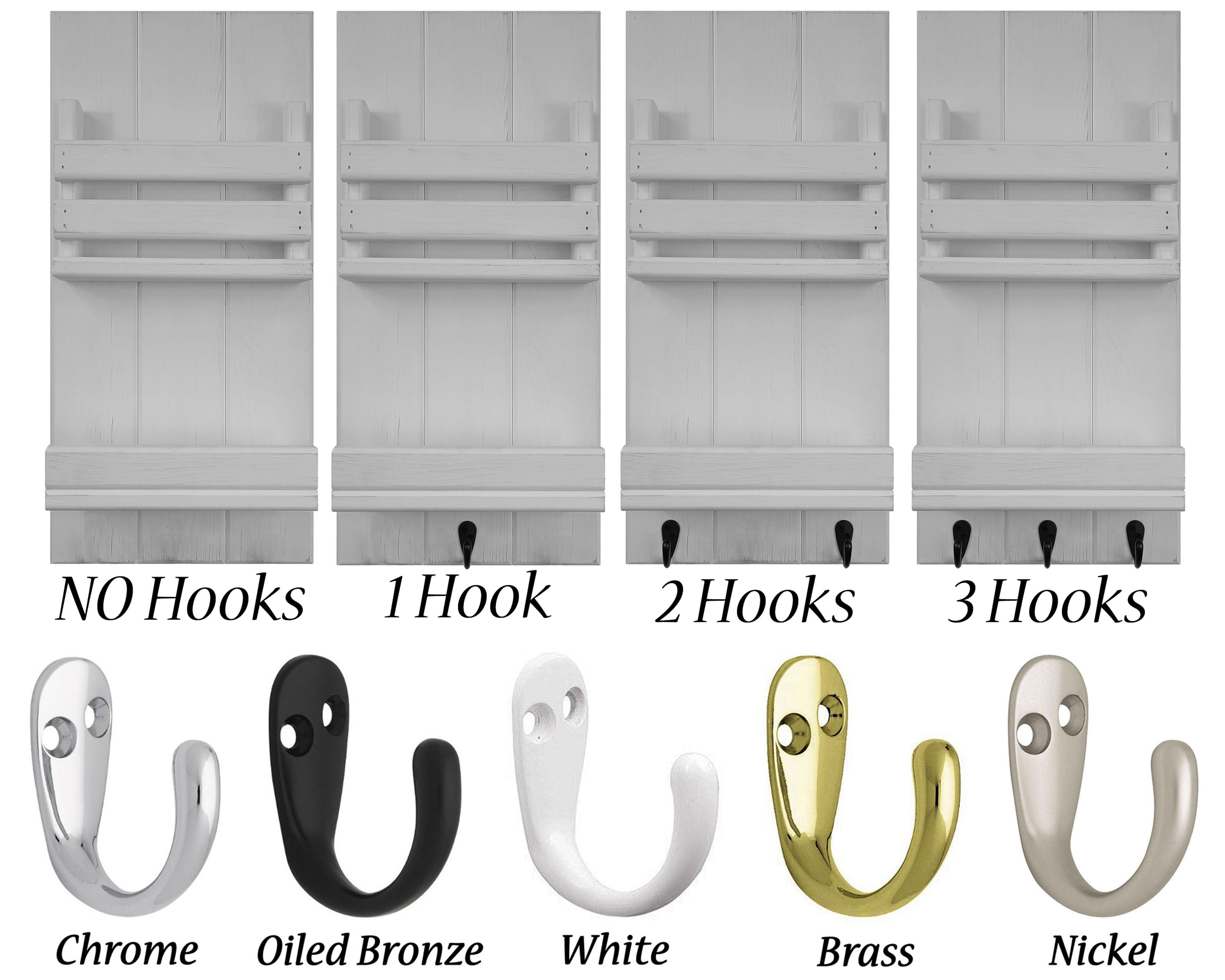 Bradford Vertical Wall Organizer Custom Number Hook, 5 Finishes