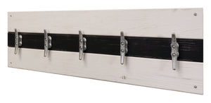 Cape May Boat Cleat Wall Hooks - 400 Color Combinations - Bright Ivory White & Kettle Black