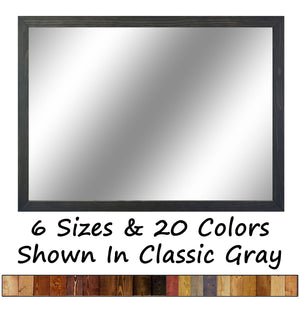 Carriage House Framed Mirror - Available In 20 Stain Colors, Shown in Classic Gray