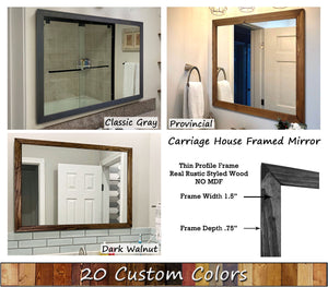 Carriage House Framed Mirror - Available In 6 Sises & 20 Stain Colors