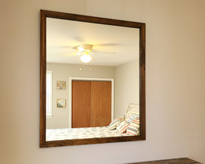 Carriage House Framed Mirror - Available In 6 Sises & 20 Stain Colors, Shown in Dark Walnut