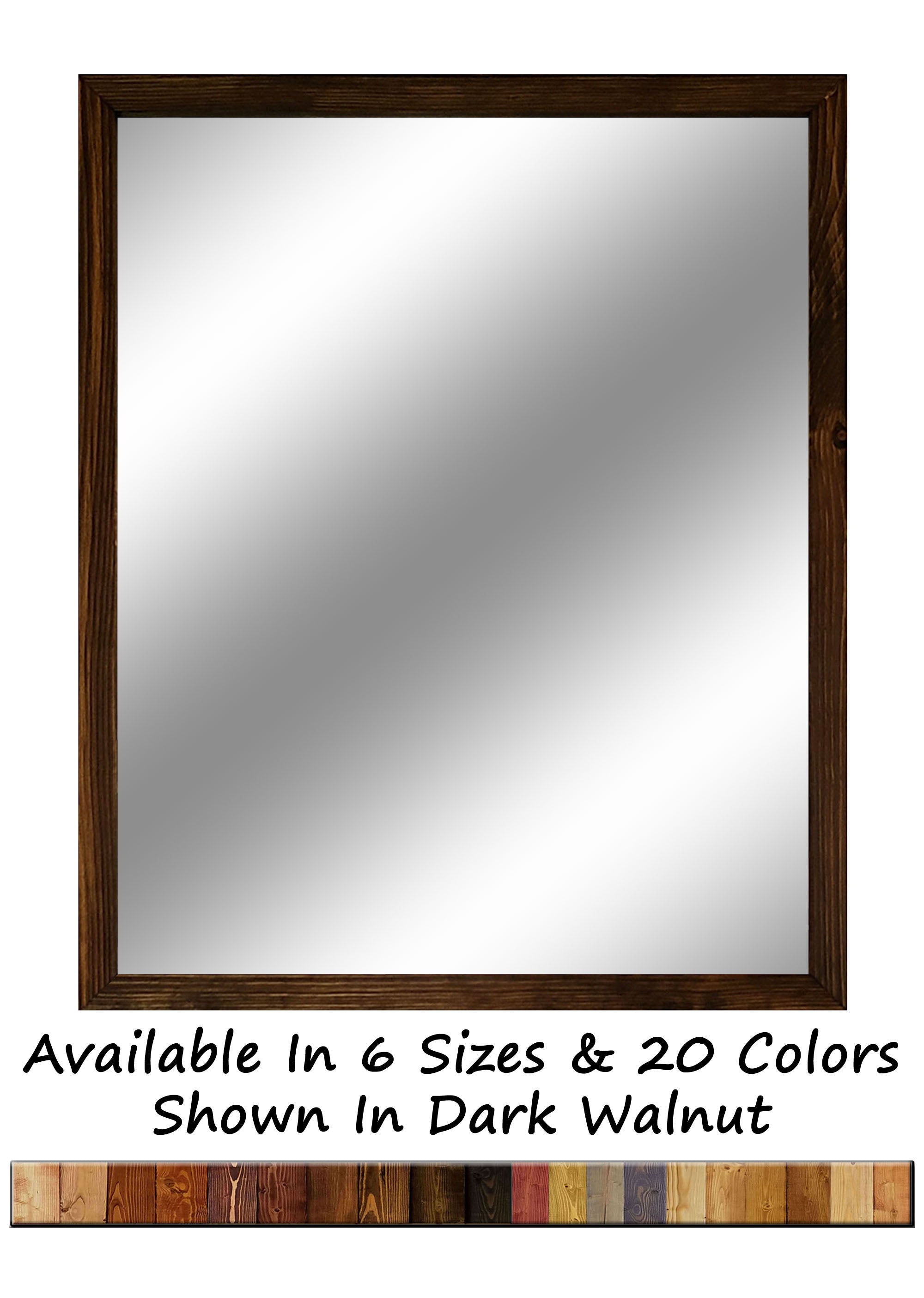 Carriage House Framed Mirror - Available In 6 Sizes & 20 Colors, Shown in Dark Walnut
