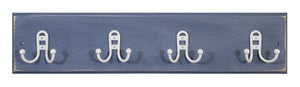 Countryside Double Utility Hook Rack - 20 Paint Colors, Shown in Smoke Gray with White Hooks