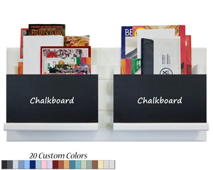 Classic Farmhouse Chalkboard Double Bin Organizer, 20 Colors, Shown in Bright Ivory White