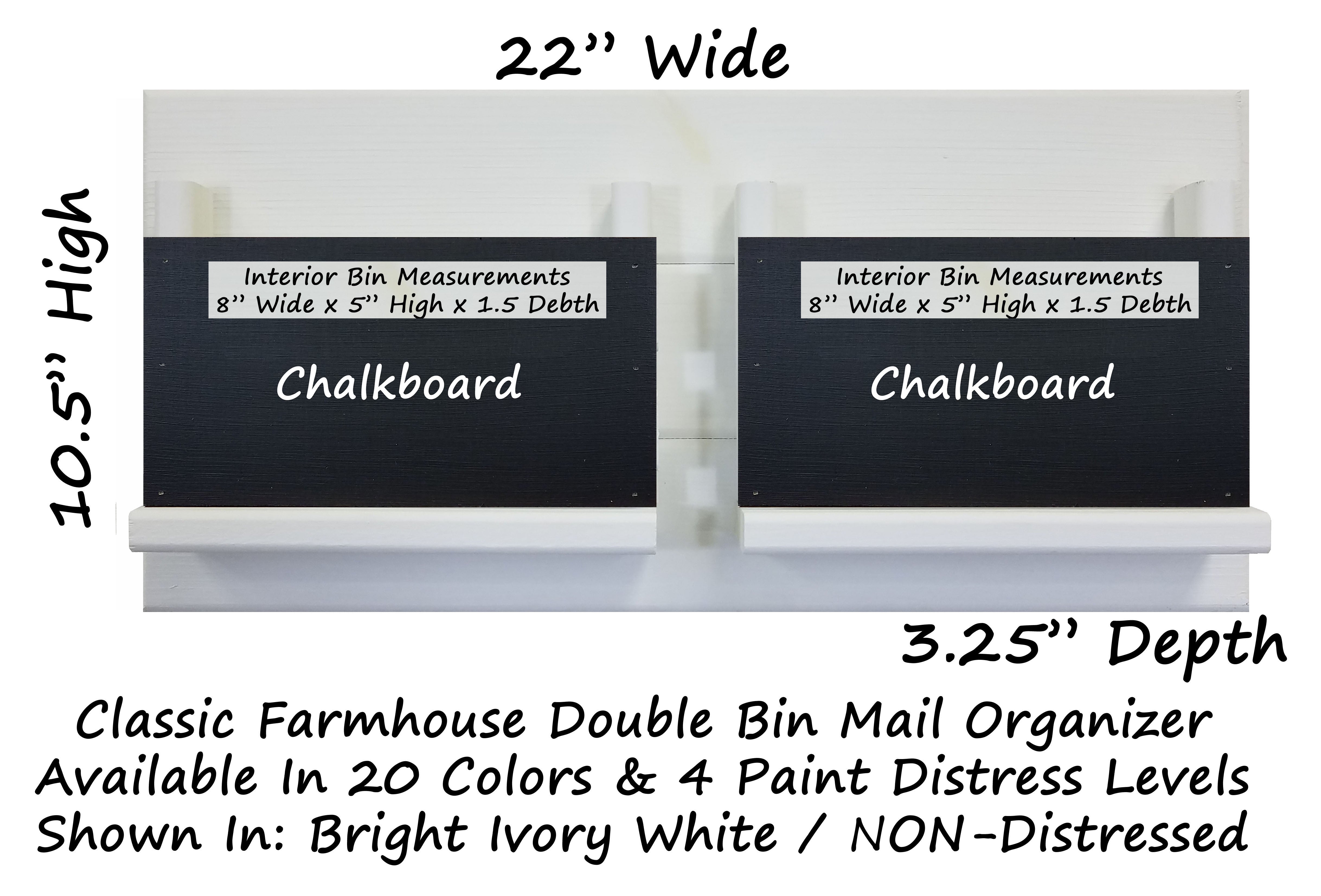 Classic Farmhouse Chalkboard Double Bin Organizer Size