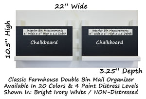 Classic Farmhouse Chalkboard Double Bin Organizer Size