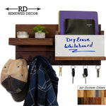 Restyled Farmhouse Whiteboard Bin Organizer, 20 Stain Colors & 5 Hook Finishes