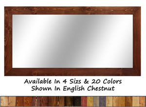 Shiplap Rustic Wood Framed Mirror, 20 Stain Colors - Shown In English Chestnut