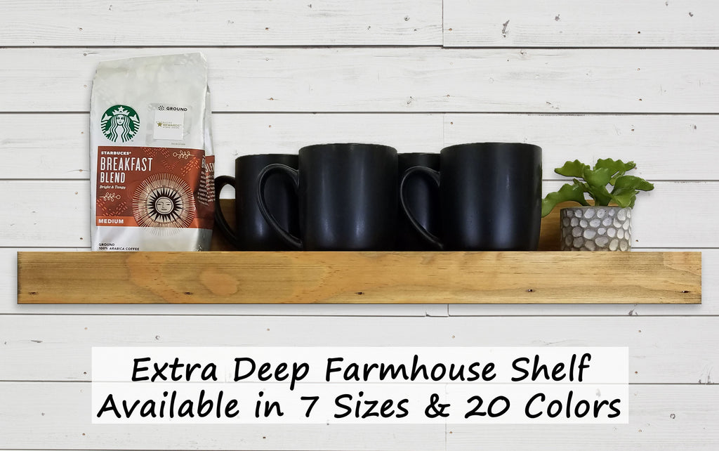 Extra Deep Farmhouse Shelf with Ledge, 7 Sizes & 20 Colors by Lane of Lenore