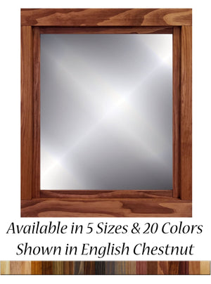 Farmhouse Wood Framed Wall Mirror - 20 Stain Colors, Shown in English Chestnut 