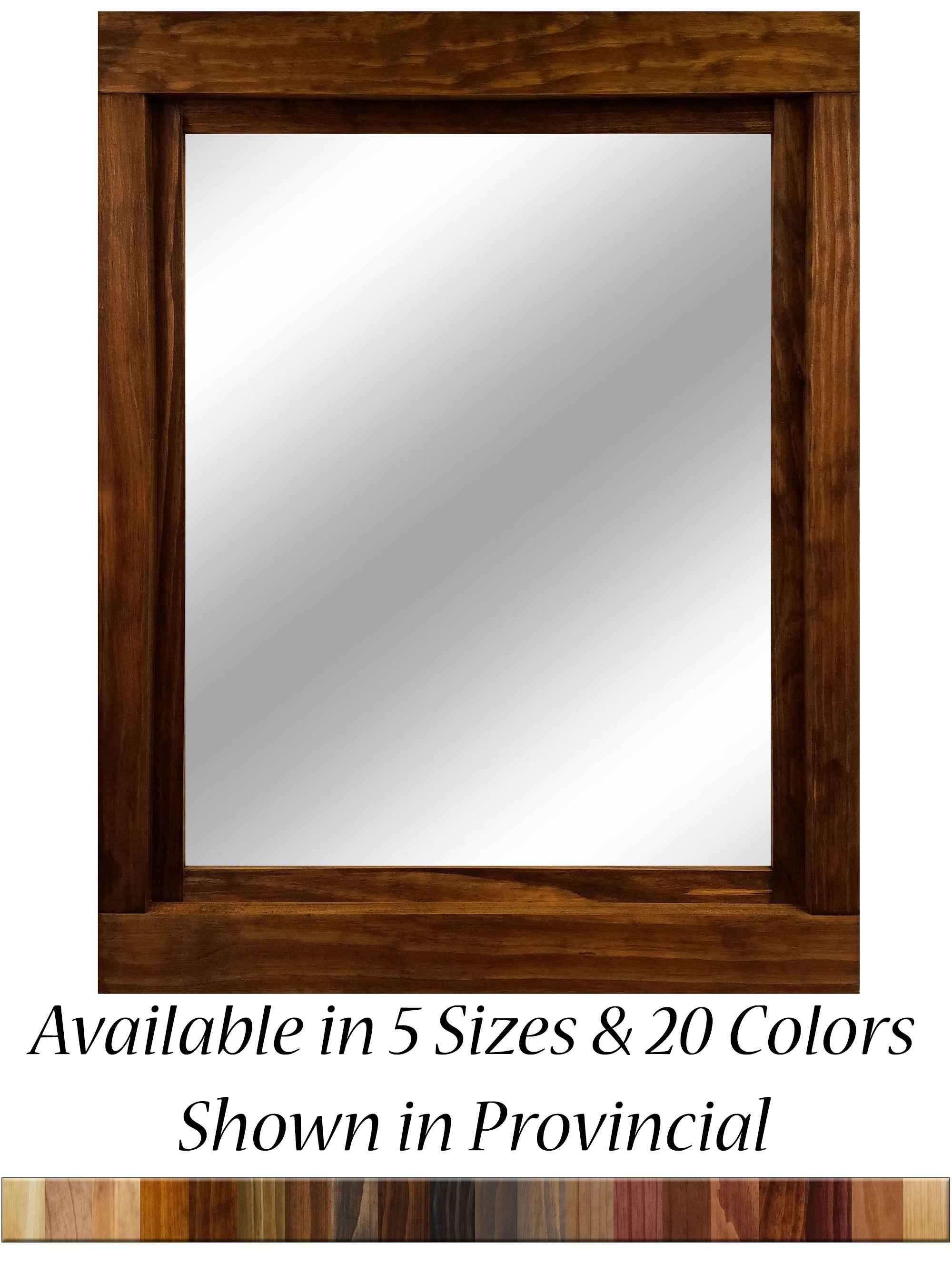 Farmhouse Wood Framed Wall Mirror, 5 Sizes & 20 Colors, Shown in Provincial