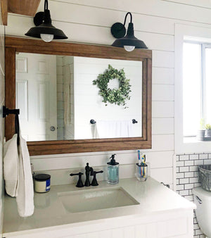 Farmhouse Wood Framed Wall Mirror, 5 Sizes & 20 Colors, Shown in Provincial