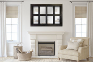 Farmhouse 8 Pane Framed Window Mirror 20 Colors, Shown in Ebony