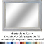 Farmhouse Wood Framed Wall Mirror, 5 Sizes & 20 Colors, Shown in Bright White