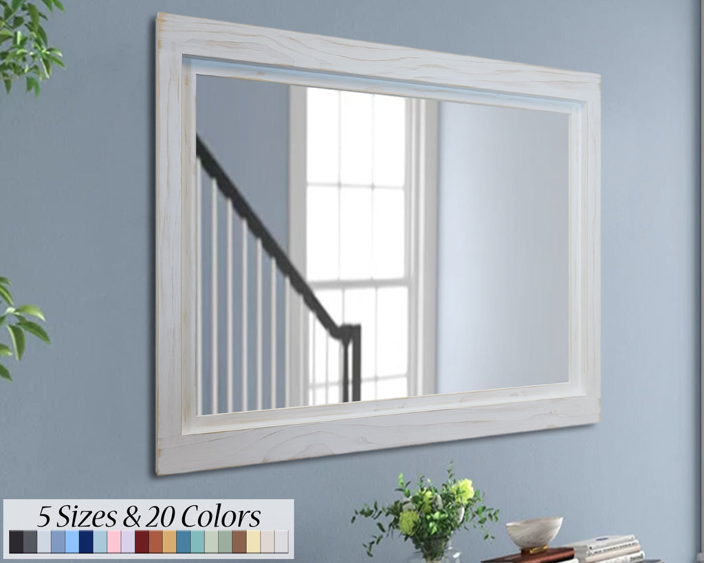 Farmhouse Wood Framed Wall Mirror, 5 Sizes & 20 Colors by Lane of Lenore