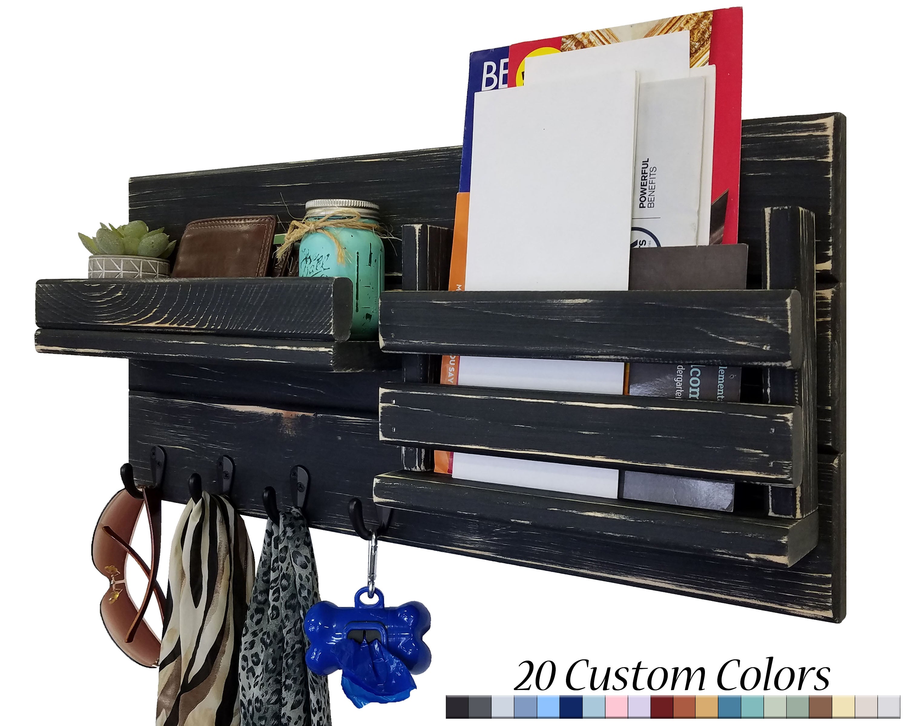 Classic Farmhouse Rustic Wall Mounted Organizer - Renewed Decor