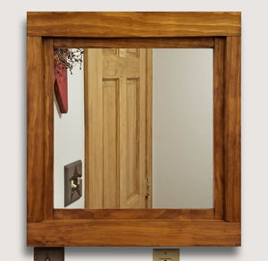 Custom Sized Farmhouse Rustic Wood Framed Mirror, Shown in Early American