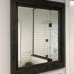 Farmhouse Wood Framed Wall Mirror - 20 Stain Colors, Shown in Ebony