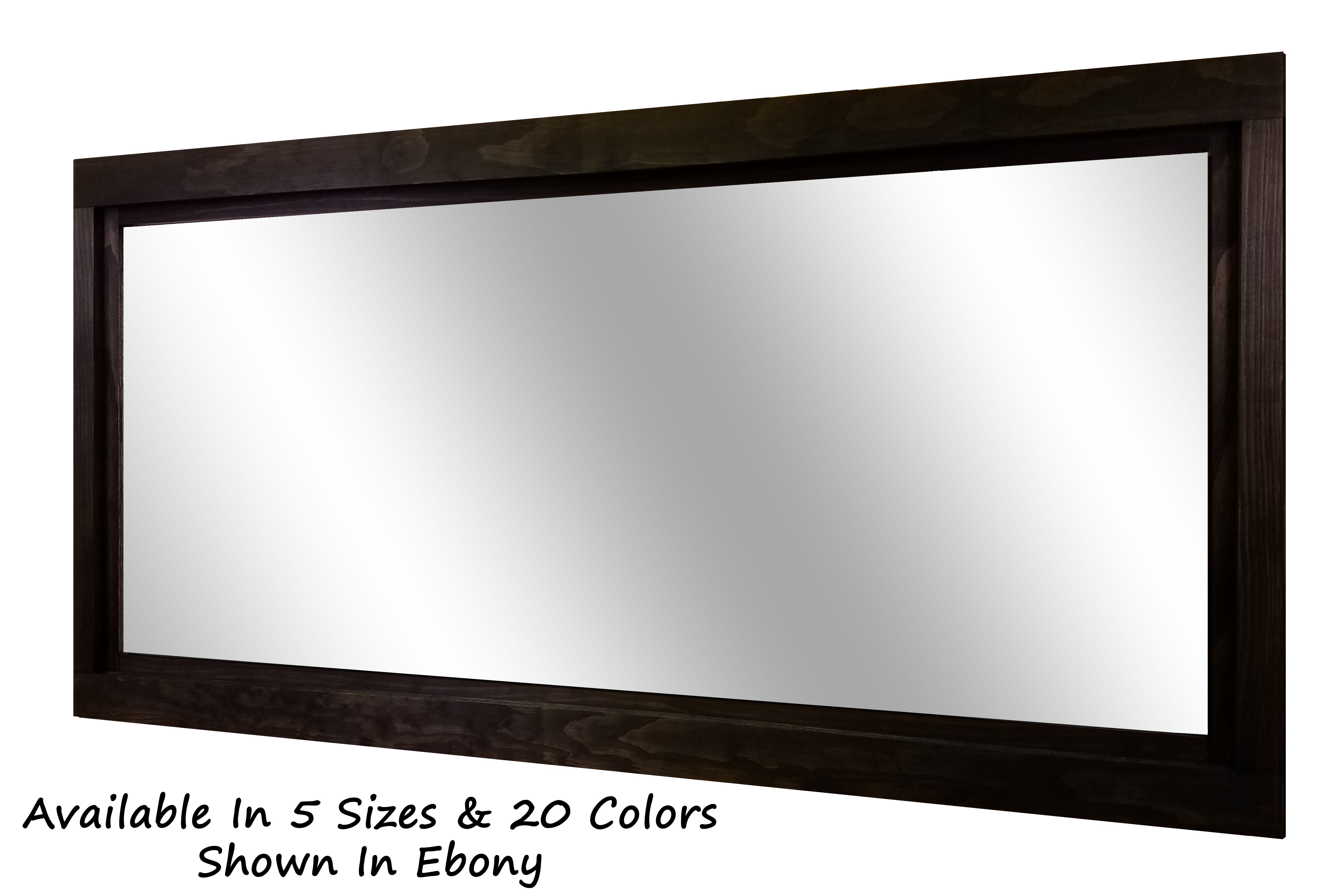 Farmhouse Wood Framed Wall Mirror, 5 Sizes & 20 Colors, Shown in Ebony