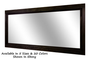 Farmhouse Wood Framed Wall Mirror, 5 Sizes & 20 Colors, Shown in Ebony