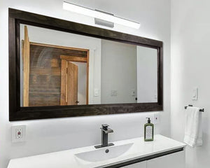 Custom Sized Farmhouse Rustic Wood Framed Mirror, Shown in Ebony