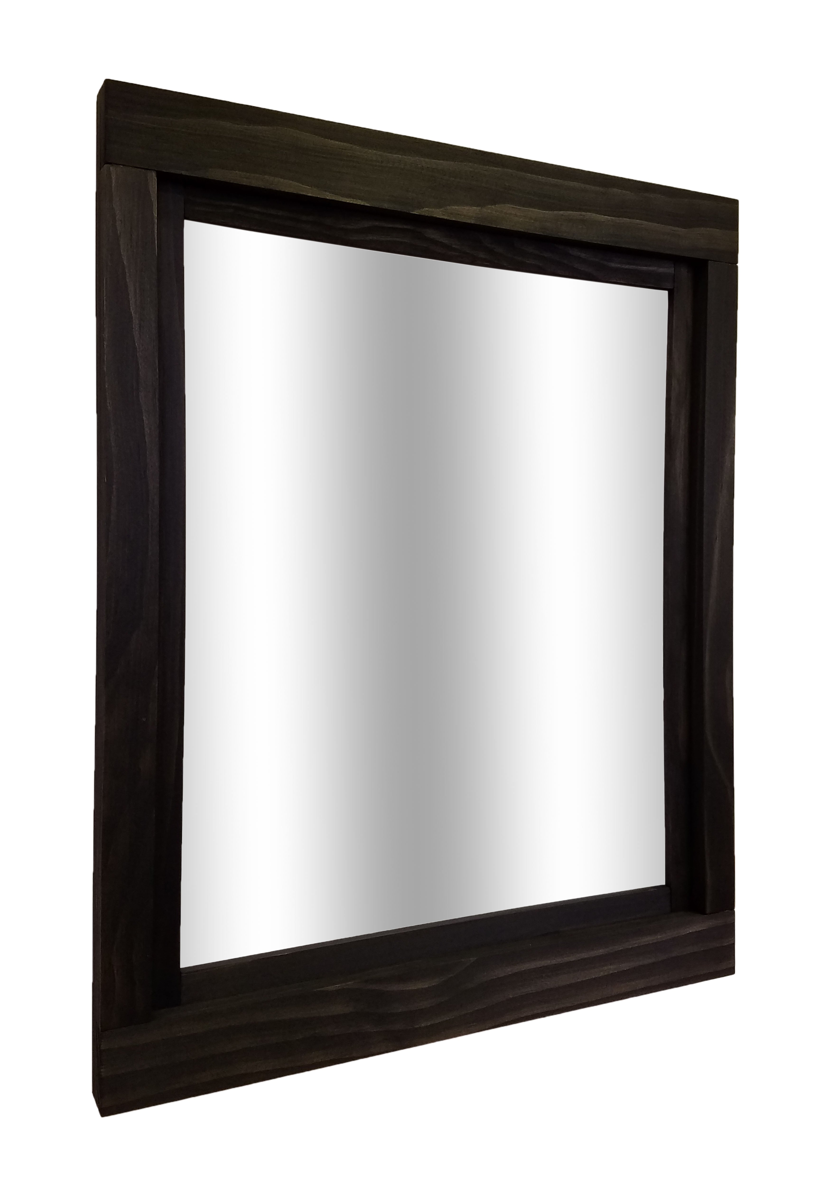 Farmhouse Wood Framed Wall Mirror - 20 Stain Colors, Shown in Ebony
