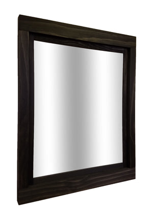 Farmhouse Wood Framed Wall Mirror - 20 Stain Colors, Shown in Ebony