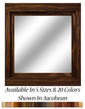 Farmhouse Wood Framed Wall Mirror, 5 Sizes & 20 Colors, Shown in Jacobean