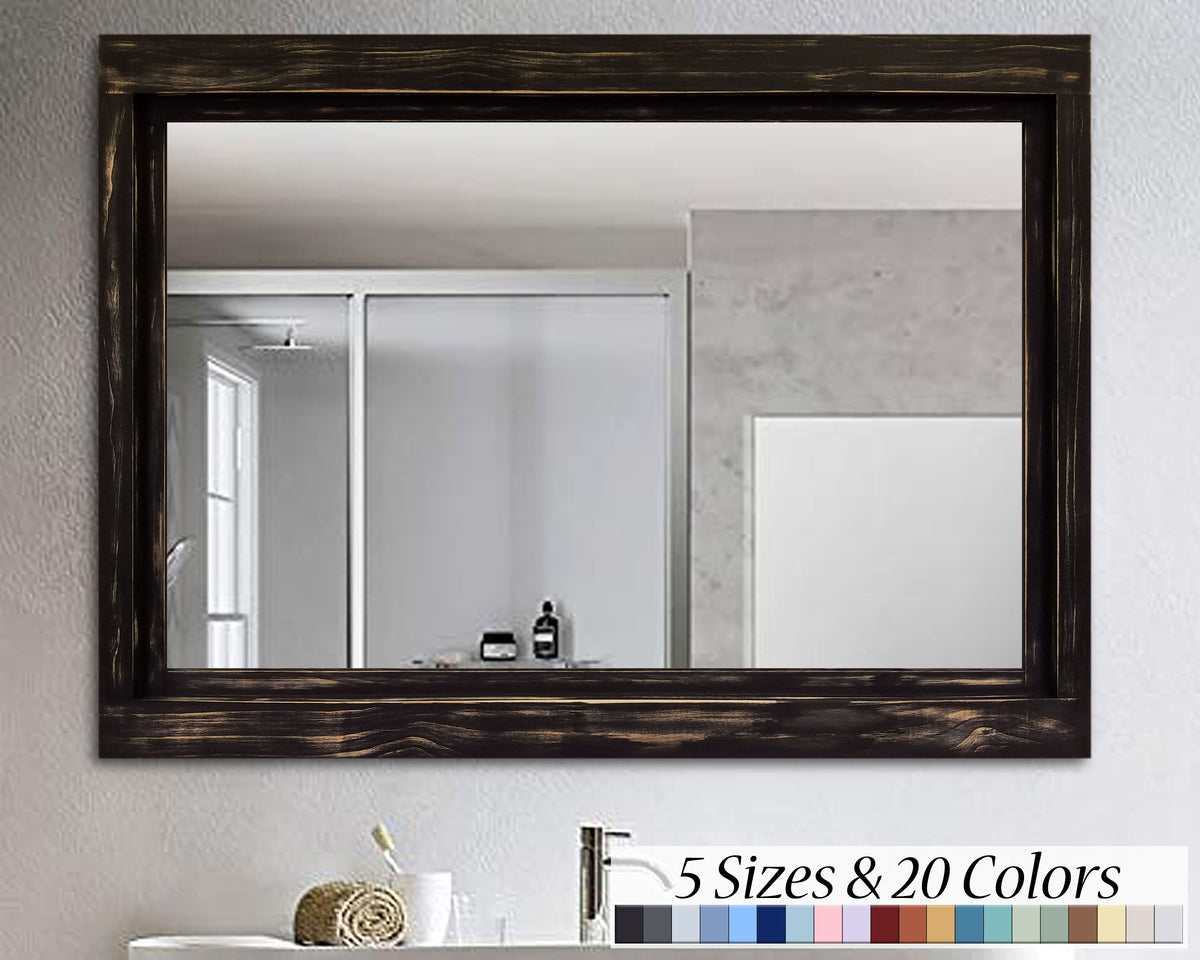 Farmhouse Wood Framed Wall Mirror, Handmade in the USA – Renewed Decor ...