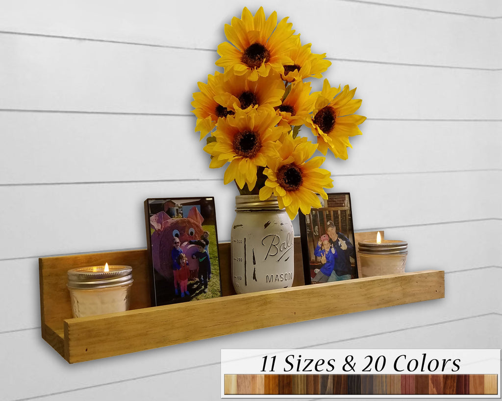 Farmhouse Rustic Wooden Ledge Shelf, 11 Sizes & 20 Colors by Lane of Lenore