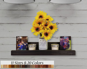 Farmhouse Rustic Wooden Ledge Shelf, 11 Sizes & 20 Stain Colors by Lane of Lenore