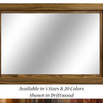 Farmhouse Wood Framed Wall Mirror, Shown in Driftwood 