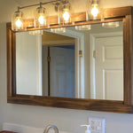 Custom Sized Farmhouse Rustic Wood Framed Mirror, Shown in Special Walnut