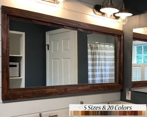 Farmhouse Wood Framed Wall Mirror, Custom Sizes & 20 Colors by Lane of Lenore
