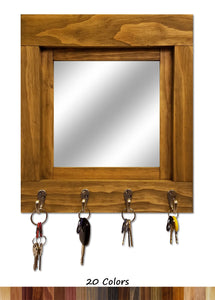 Quakertown Farmhouse Mirror With Hooks, 20 Stain Colors - Renewed Decor & Storage